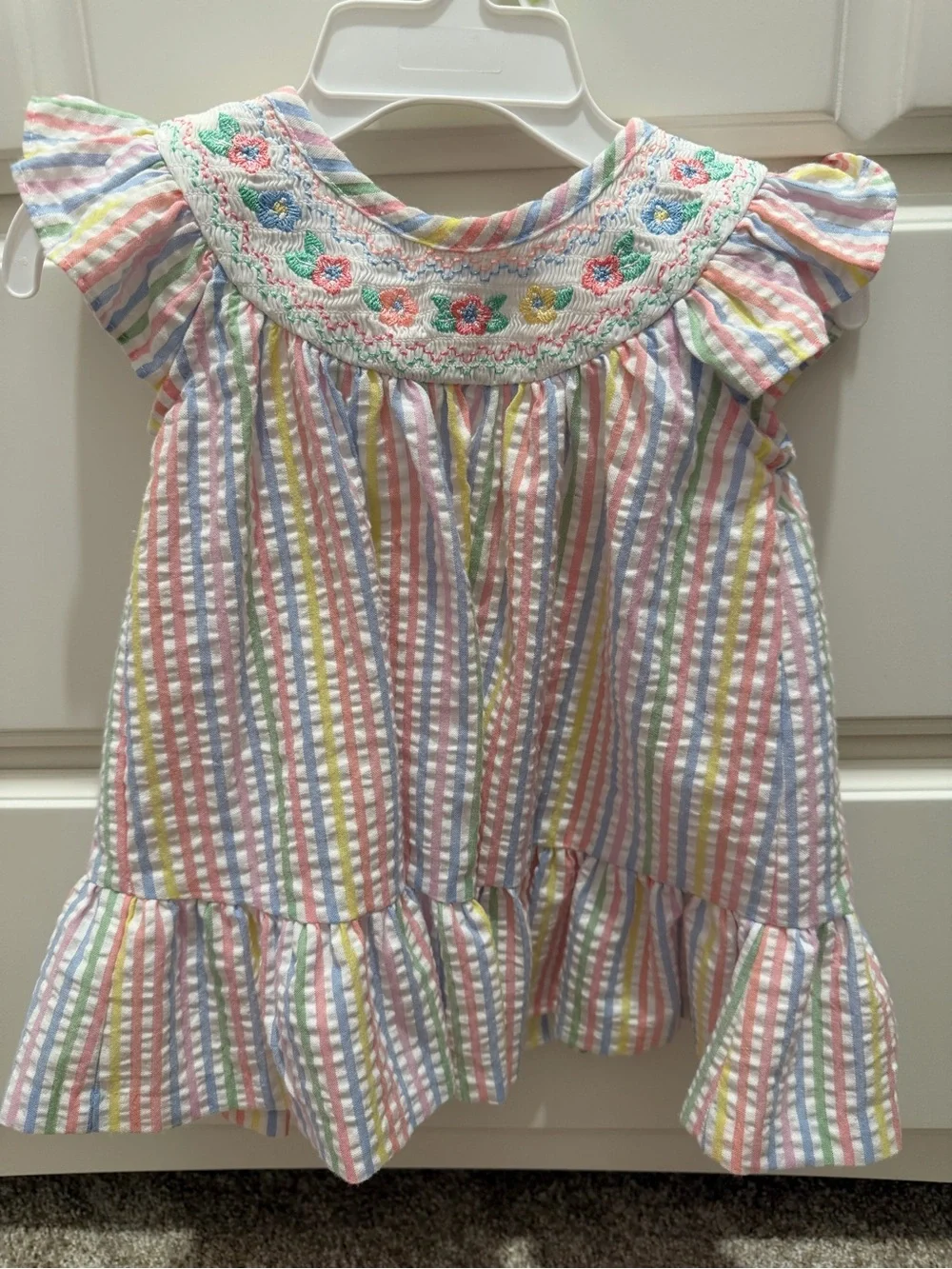 Carter's Pastel Striped Smocked Camisole - Pink, Blue, Yellow, Green